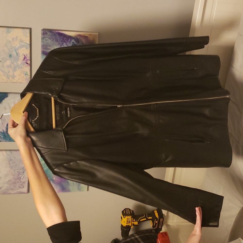 Women's XL Black Wilson's Leather Jacket, zip-front w. pockets